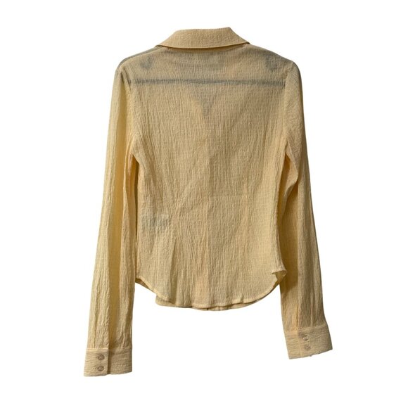 Rouje Paris Yellow Palmyra Crinkle Long Sleeve Button Shirt Womens 36 Small - Picture 5 of 6